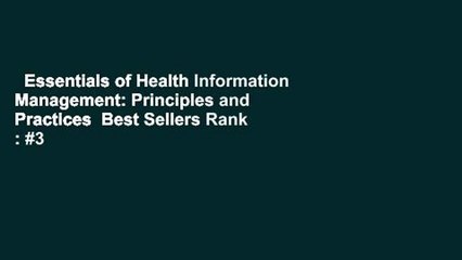 Essentials of Health Information Management: Principles and Practices  Best Sellers Rank : #3
