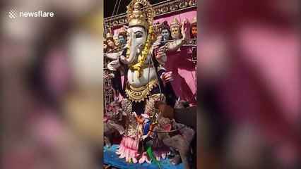 Dramatic moment boats carrying 19 passengers capsize during idol immersion in central India