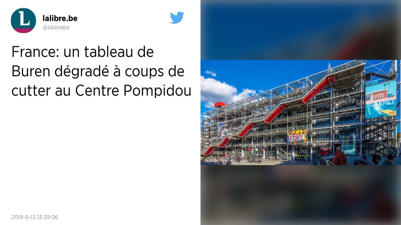 Un tableau de Buren dégradé à coups de cutter au Centre Pompidou