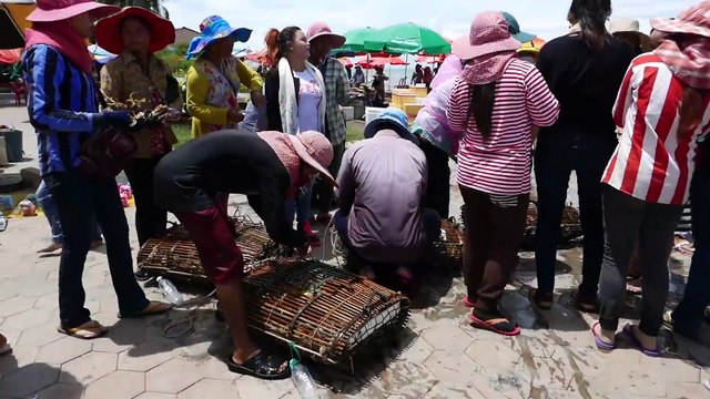 Cambodia Crab Market - Buy and Cook Blue Crab Roadside Snacks