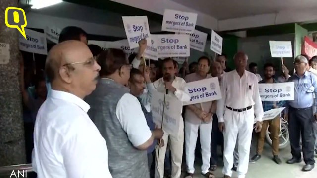 Members of United Forum of Bank Unions stage protest against the Bank Merger