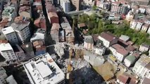 Kağıthane'de riskli binaların yıkımı havadan görüntülendi