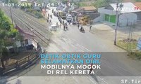 Detik-Detik Guru Selamatkan Diri, Mobilnya Mogok di Rel Kereta