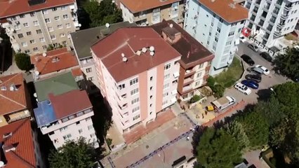 Maltepe'de boşaltılan riskli bina havadan görüntülendi