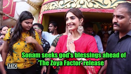 Sonam seeks god's blessings ahead of 'The Zoya Factor' release