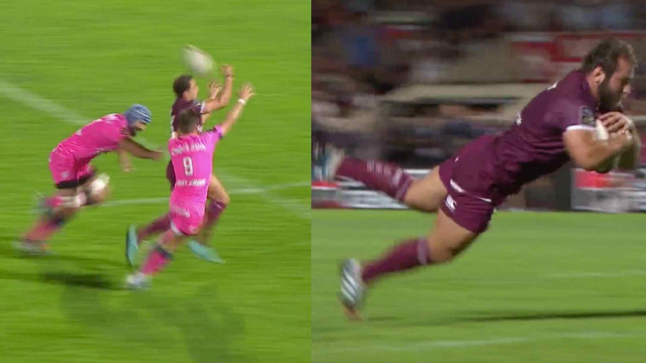 L'essai de Tabidze après une passe à l'aveugle de Ducuing