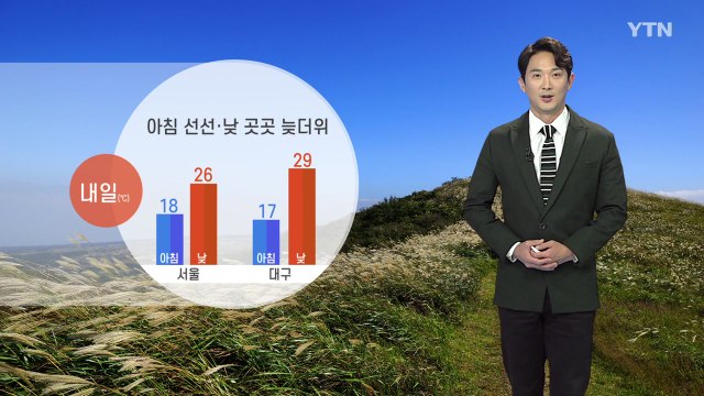[날씨] 내일 아침·선선 낮 곳곳 늦더위...강한 자외선, 일교차 주의 / YTN