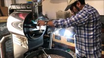 Coffee roasting machine at Puro Cafe in Valparaiso, Chile