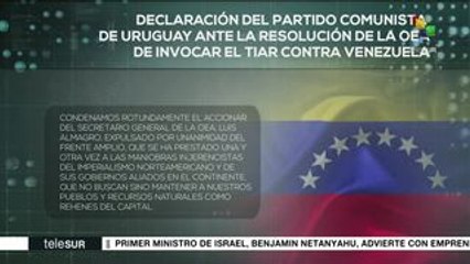 El PC de Uruguay condena aprobación del TIAR contra Venezuela