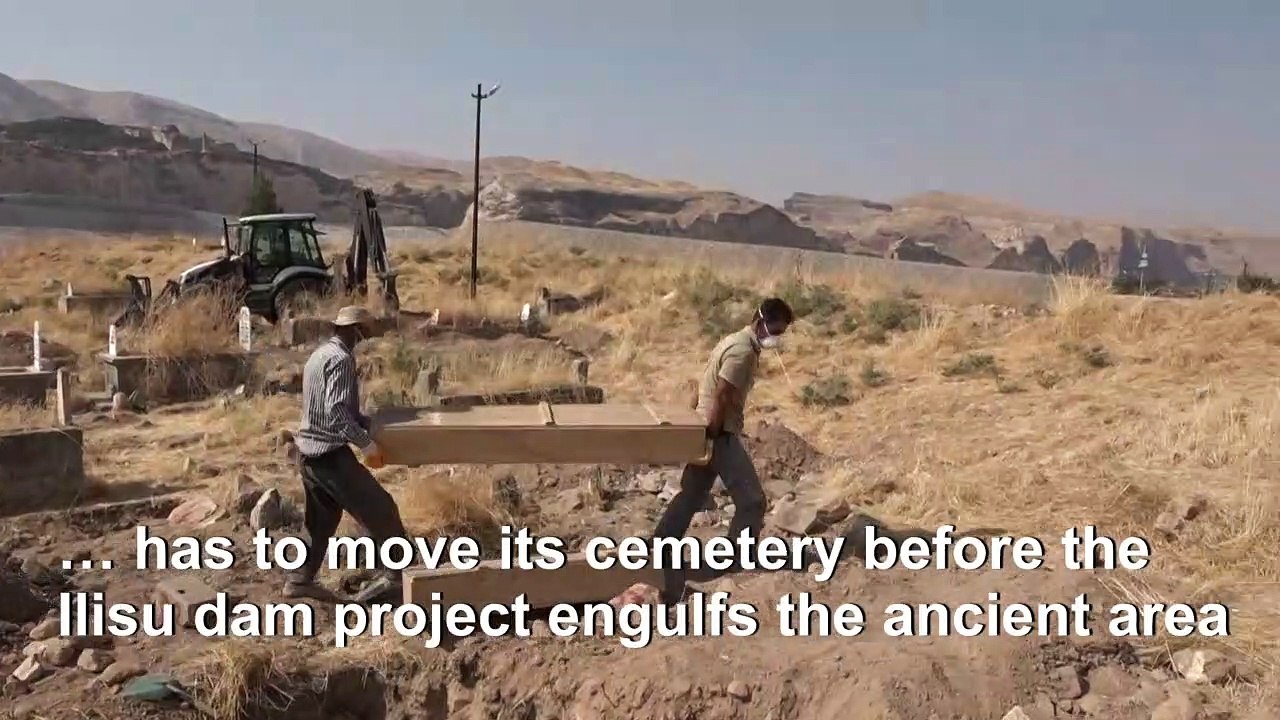 Displacement of graves before flooding of Turkish town