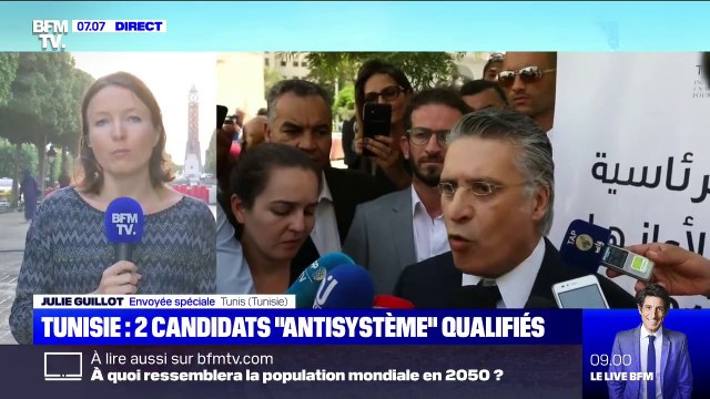 En Tunisie, deux candidats antisystème , dont l'un est en prison, se disent qualifiés pour le second tour de l'élection présidentielle
