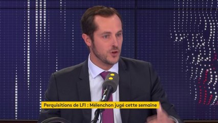 Perquisitions #LFI "Dans l'affaire où [Jean-Luc Mélenchon] est mis en cause pour rébellion, je trouve ça juste grotesque. Il a eu un coup de sang, il a sans doute sur-réagi, mais il avait des raisons de le faire" estime Nicolas Bay