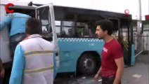 Ümraniye'de vinç yüklü kamyon otobüse çarptı