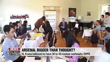 N. Korea believed to have 30 to 40 nuclear warheads: SIPRI