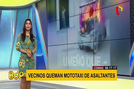 Comas: vecinos incendian mototaxi que era usada por delincuentes