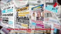 REVUE DE PRESSE CAMEROUNAISE DU 16 SEPTEMBRE 2019