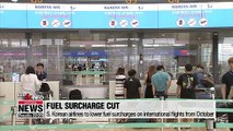 S. Korean airlines to lower fuel surcharges on international flights from October