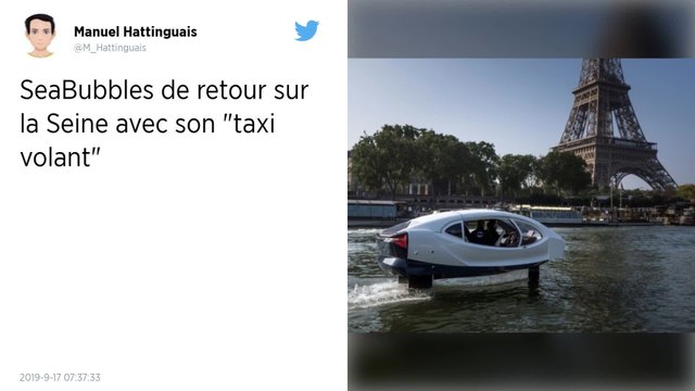 Paris : Nouveaux tests pour les taxis volants Seabubbles sur la Seine