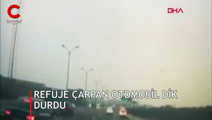 Akılalmaz kaza... Otomobil dik durdu!