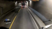 Cycliste imprudent vs Camion dans un tunnel