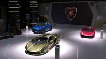 Automobili Lamborghini stand at the 2019 Frankfurt Motor Show
