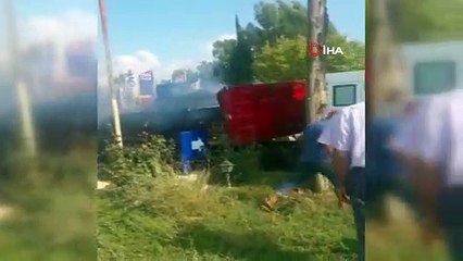 Adana’da pamuk yüklü tır alev alev böyle yandı