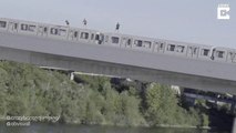 3 jeunes plongent dans une rivière depuis le toit d'un train en marche (Autriche)