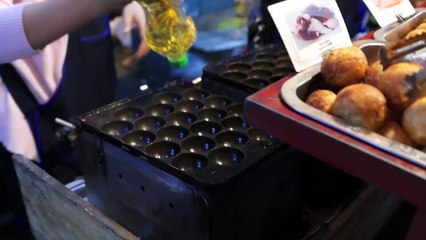 Japanese roadside snack street food - octopus balls takoyaki