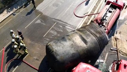 Patlayan yakıt tankı ve oluşturduğu hasar havadan görüntülendi
