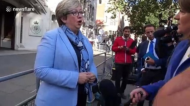 SNP MP Joanna Cherry interviewed by press outside the UK Supreme Court on day two of hearing on prorogation of Parliament