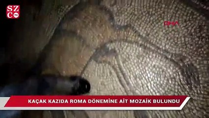 Download Video: Kaçak kazıda Roma dönemine ait mozaik bulundu