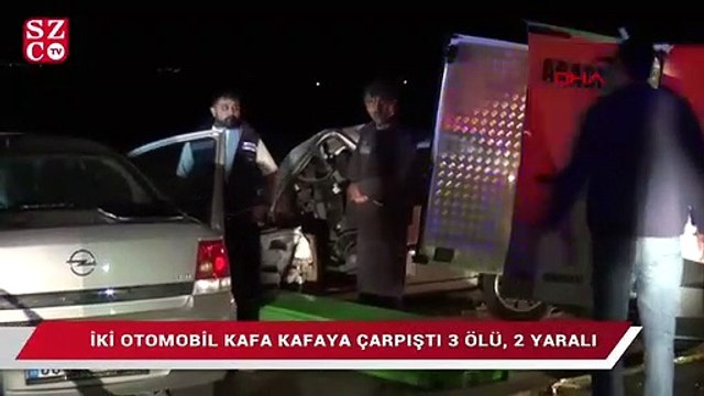 İki otomobil kafa kafaya çarpıştı 3 ölü, 2 yaralı