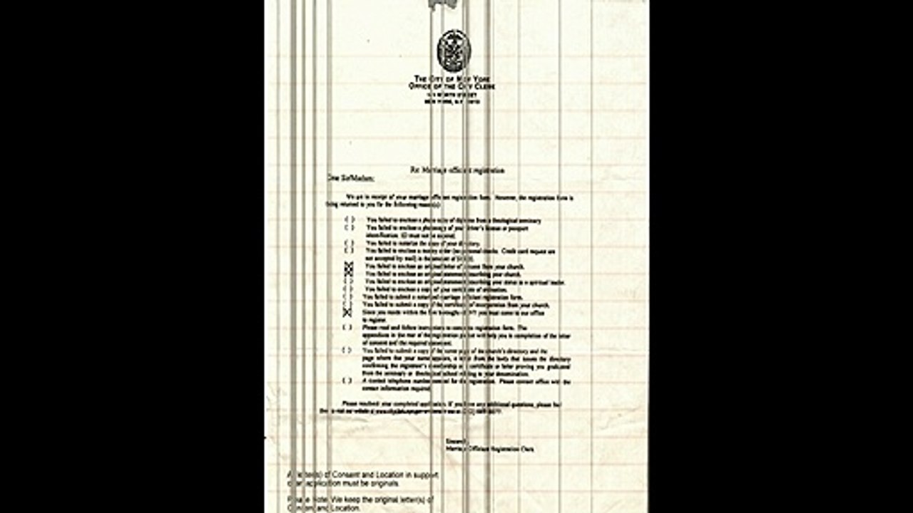 Ordained minister checklist NYS