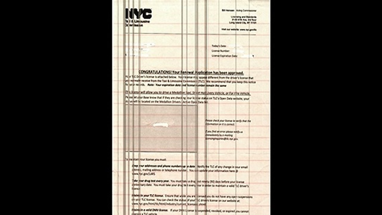 TLC Congratulation license letter