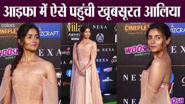 Alia Bhatt wins hearts in off-shoulder champagne coloured dress at IIFA ; Watch video | FilmiBeat