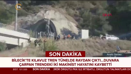 Bilecik'te kılavuz tren tünelde raydan çıktı