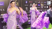 Deepika Padukone's Funny Entry In Huge Purple Dress At  IIFA 2019