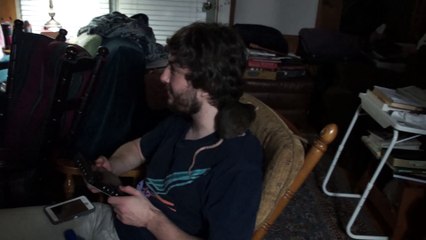 Pet rat on our cousin's shoulder
