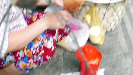 Vietnamese roadside snack street food - small egg noodle unit