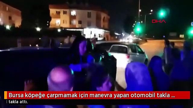 Bursa köpeğe çarpmamak için manevra yapan otomobil takla attı, sürücü yaralandı