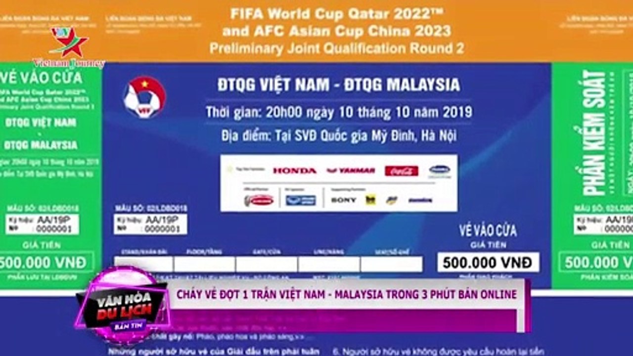 Cháy vé đợt 1 trận Việt Nam – Malaysia chỉ trong 3 phút bán online