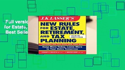 Full version  JK Lasser s New Rules for Estate, Retirement, and Tax Planning  Best Sellers Rank :