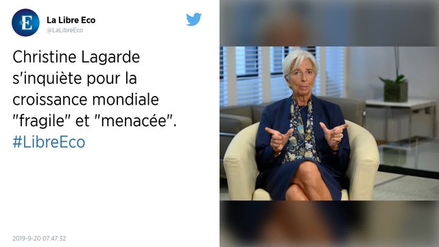 La croissance mondiale « fragile » et « menacée », selon Christine Lagarde