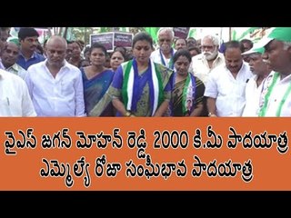 YS Jagan Mohan Reddy completes 2000 km Paadayathra, MLA Roja solidarity paadayatra in Chittoor