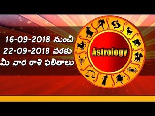 Rasi Phalalu || Weekly Rashi Phalalu || September 16th to 22nd 2018