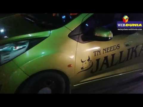 Tamilnadu youngsters Support jallikattu in Merina Beech