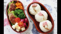 cherry blossom onigiri lunch box/櫻花飯糰和青椒塞肉便當/桜おにぎりとピーマンの肉詰め弁当