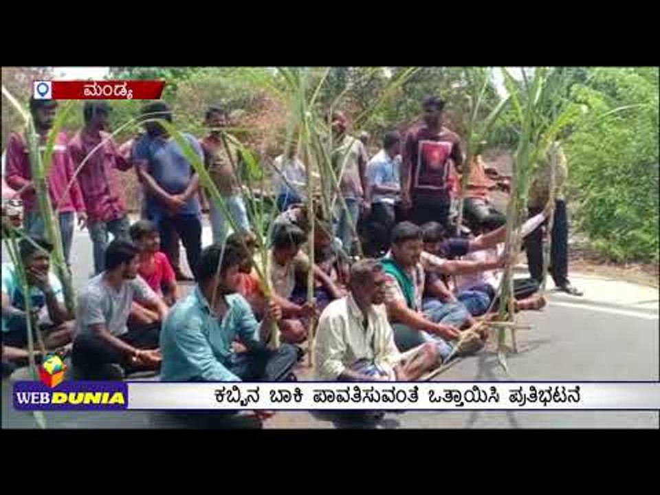 ಮಂಡ್ಯ: ಕಬ್ಬಿನ ಬಾಕಿ ಪಾವತಿಸುವಂತೆ ಒತ್ತಾಯಿಸಿ ಪ್ರತಿಭಟನೆ