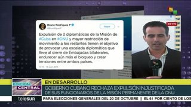 Cuba rechaza expulsión de sus diplomáticos ante ONU por parte de EEUU