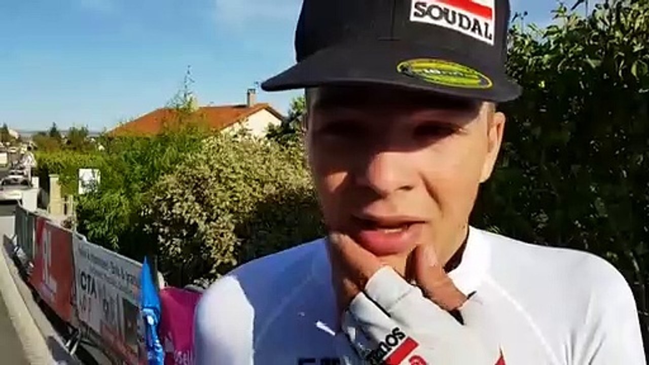 Réaction de Florian Vermeesch (Lotto-Soudal), vainqueur de la première étape du Tour de Moselle à Boust.